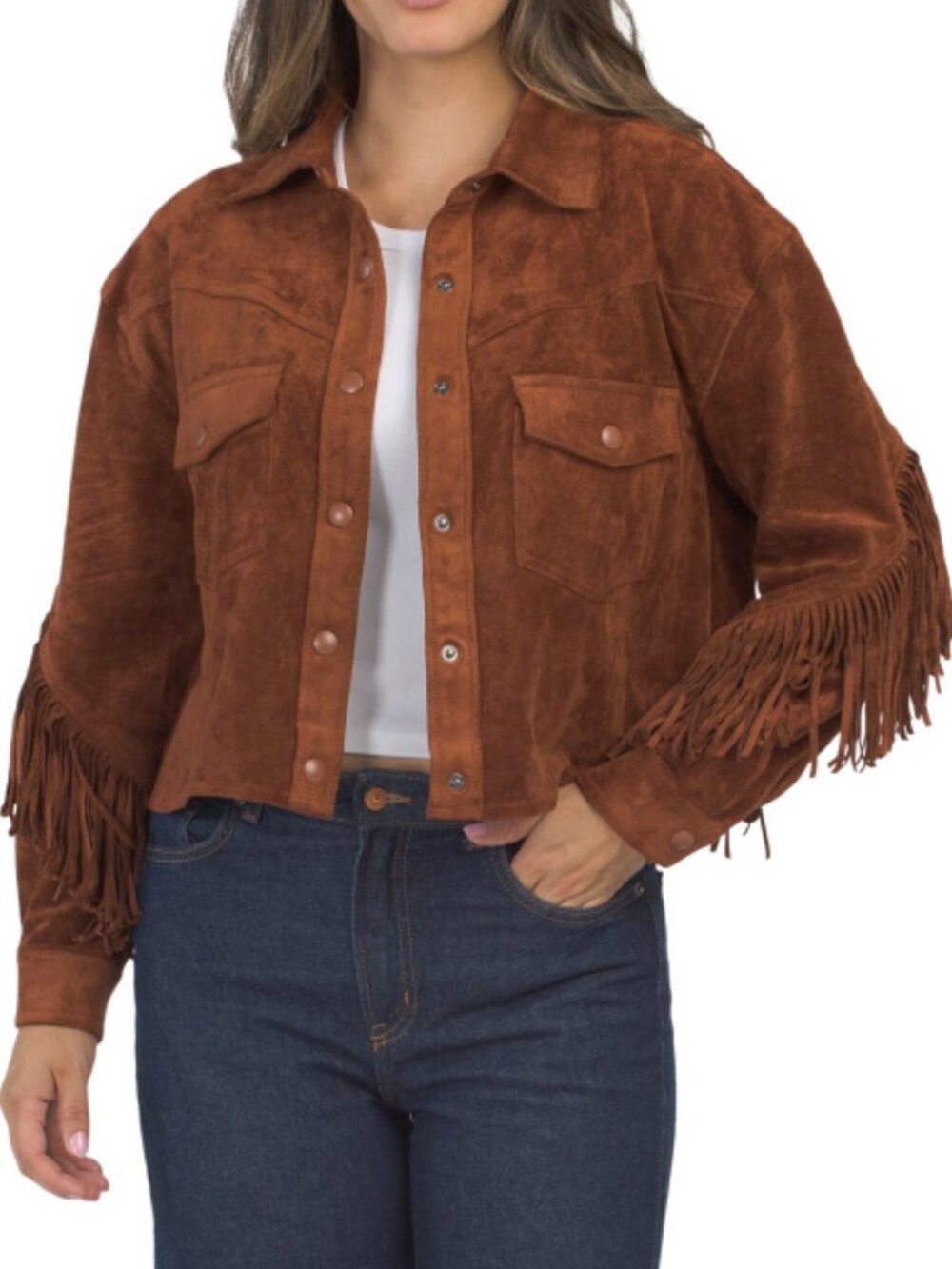 BLANK NYC Faux Suede Fringe Jacket